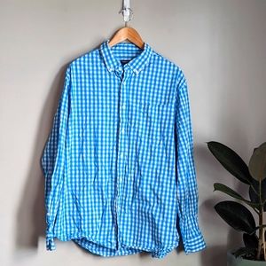Teal checkered long sleeve button up